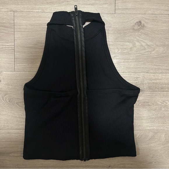 We The Free Black Ribbed Zip-Up Tank Top - Picture 1 of 3